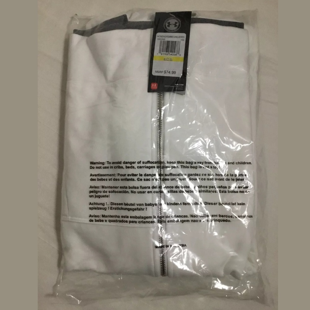New Under Armour M White Hoodie Zipper Sweatshirt - Picture 7 of 7